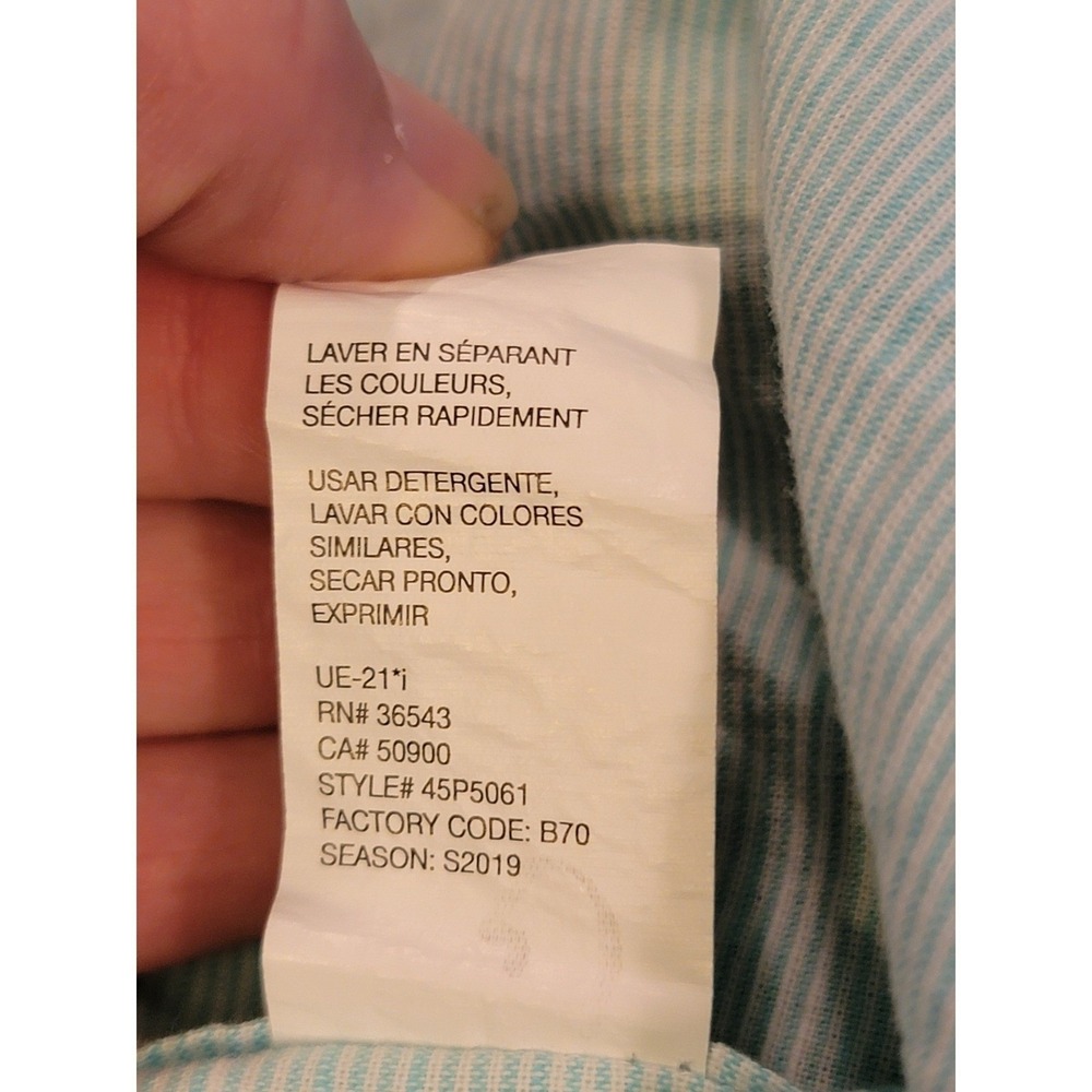 IZOD Saltwater Mens Short Sleeve Button Up Shirt Light Blue Striped Size XXL - Picture 8 of 9